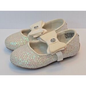 Michael Kors Rover Day White Shimmer Sequin Bow Mary Jane Flats Toddler Size 5